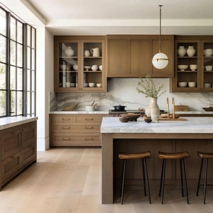 Mobili da <span class=keywords><strong>Cucina</strong></span> Modulari Personalizzati in Legno Massello di Rovere Bianco, Stile Shaker Laccato con Piano in Solid Surface - Product Image 4