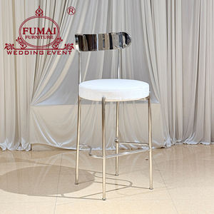 Taburetes altos comerciales tapizados con estructura de acero inoxidable plateado para bares y restaurantes - Product Image 1