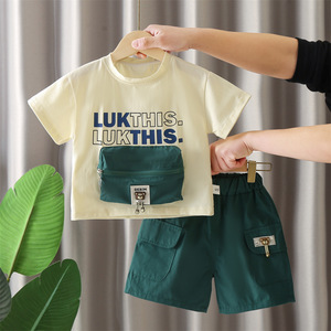 Conjunto de Ropa para Niño Estilo Coreano de Moda Verano 2025 con Camiseta de Manga Corta y Bolsillo Grande para Bebés de 1 a 5 Años - Product Image 1