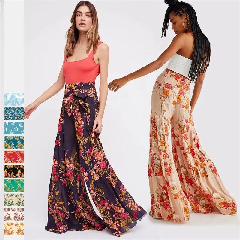 Dihope — pantalon Palazzo à jambes Extra larges pour femmes, pantalon évasé, style ethnique Tribal, taille haute, élastique, vêtement de plage, 1 pièce, 2022