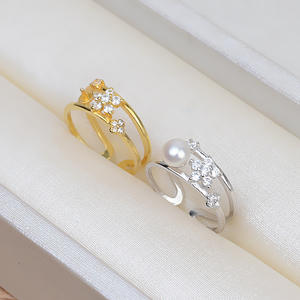 แหวนเงินแท้ S925 สำหรับผู้หญิง แบบเปิด ปรับขนาดได้ DIY ใส่ไข่มุก 4-5 เม็ด 165 พร้อมอุปกรณ์เสริมสำหรับทำเครื่องประดับ - Product Image 1