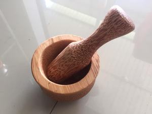 Mortier et pilon en bois de noix de coco mortier en bois Pestel pour herbes épices outils moins cher 99 données en or - Product Image 4
