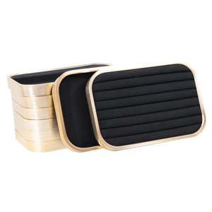 Jinsky noir bijoux présentoir microfibre métal cadre plaine/anneau/collier/pendentif bijoux plateau collier plateaux anneau organisateur - Product Image 1