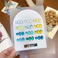 Set Kutek Gel Cat Eye 12 Warna Seri Oxygen White Water Crystal Glass Bead Cat Eye Polish Gel untuk Nail Art DIY
