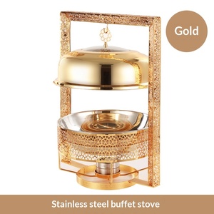 TIANXING - Recipiente <span class=keywords><strong>para</strong></span> Calentar Comida de Acero Inoxidable Dorado, con Calentamiento por Alcohol, 8.0L, con Tapa Colgante, <span class=keywords><strong>para</strong></span> Uso en Hoteles y Restaurantes - Product Image 4