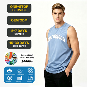 Débardeur de sport décontracté personnalisé pour homme, <span class=keywords><strong>sans</strong></span> manches, respirant, pour fitness et course, en Spandex/Coton, anti-boulochage - Product Image 1