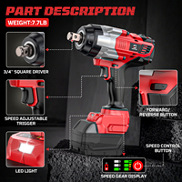 Avvitatore a impulsi da 3/4 di pollice 2200 N.m, brushless, ad alta coppia, senza fili, per batteria da 20V, per servizio pneumatici di camion pesanti