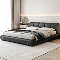 Lit plateforme moderne de luxe rembourré, cadre en bois massif, cuir de qualité supérieure, confort élégant, lit king size pour chambre principale