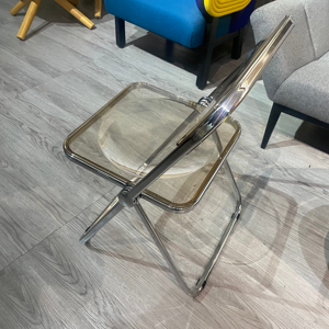Silla de comedor acrílica plegable de plástico cromado transparente para restaurante <span class=keywords><strong>industrial</strong></span>