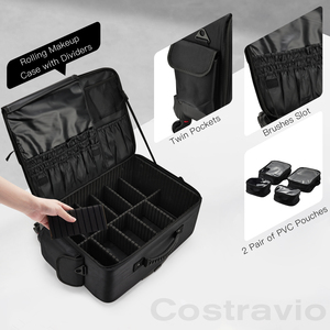 Extra Large Cosmetic Artist Bag Portable Cosmetology <b>Case</b> on Wheels Rolling <b>Makeup</b> Train <b>Case</b> for Hairstylists Nail Tech - Product Image 4