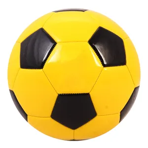 Balones دي فوتبول PVC الأصفر والأسود اللون كرة القدم حجم 5 مخصص شعار مفرغة كرة القدم