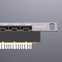 24-Port CAT6 UTP 180 derajat rak 0, 5u-dapat dipasang modul jaringan Gigabit berlapis emas RJ45 Keystone jack Panel Patch 19 inci