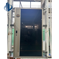 Puerta de Entrada Blindada de Alta Tecnología con Acabado Negro Brillante, Puerta de Seguridad Antiexplosión de Aluminio Fundido con Espejo, Puertas Metálicas de Entrada