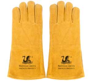 Gants <span class=keywords><strong>de</strong></span> soudage OEM, gants en cuir industriels <span class=keywords><strong>de</strong></span> 14/16 pouces, gants en cuir pour soudeurs à double couche, gants en cuir <span class=keywords><strong>de</strong></span> vachette isolants thermiquement - Product Image 1