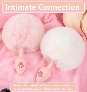 Plug Anale Piccolo in Silicone Rosa con Pelo Artificiale e Coda di Coniglio, Trainer Anale per Uso Sessuale, Stimolazione per Adulti - Product Image 6