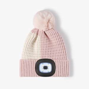 Led Pom <span class=keywords><strong>Beanie</strong></span> Nhà Máy Ấm Đôi Màu Khối Đan Hat Với Ánh Sáng Và Fluffy <span class=keywords><strong>Top</strong></span> Bóng Cho Ngoài Trời Chạy Trống LED <span class=keywords><strong>Beanie</strong></span> - Product Image 4