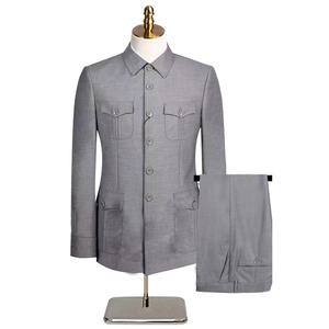 Traje Zhongshan de solapa de líder de primavera y otoño de estilo étnico de talla grande para hombres de gama alta para personas de mediana edad y mayores - Product Image 3