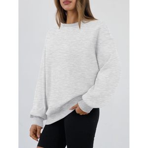 Women's Oversized Crewneck Sweatshirt Drop Shoulder Cotton Blend Knitted Long Sleeve Breathable Regular Length <b>Top</b> Fall <b>Winter</b> - Product Image 4