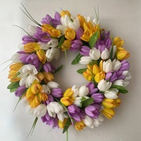Couronne de tulipes de style nouveau, couronnes pour porte d'entrée, décorations de tulipes pour la Saint-Valentin et Pâques, à suspendre à la porte