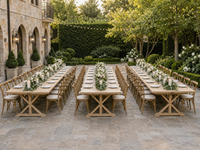 Table à manger sur pieds en X - Base en bois massif - Table professionnelle pour mariages et banquets