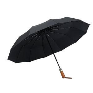 Paraguas Automático con Mango de Madera, Resistente al Viento, con Revestimiento de Goma Negra, para Sol y Lluvia, Venta al Por Mayor para Publicidad Empresarial - Product Image 2