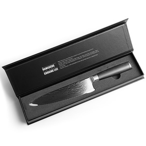 Juego de 5 Cuchillos de Chef de Acero Inoxidable de 8 Pulgadas de Alta Calidad con Mango de Madera, Diseño Moderno Ambidiestro, Acabado Ecológico de Alto Brillo - Product Image 1