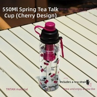 Gobelet à paille Doudoule Tritan 550 ml avec infuseur à thé, motif floral, anti-fuite, sans BPA, esthétique moderne, pour consommation directe, idéal pour les festivals