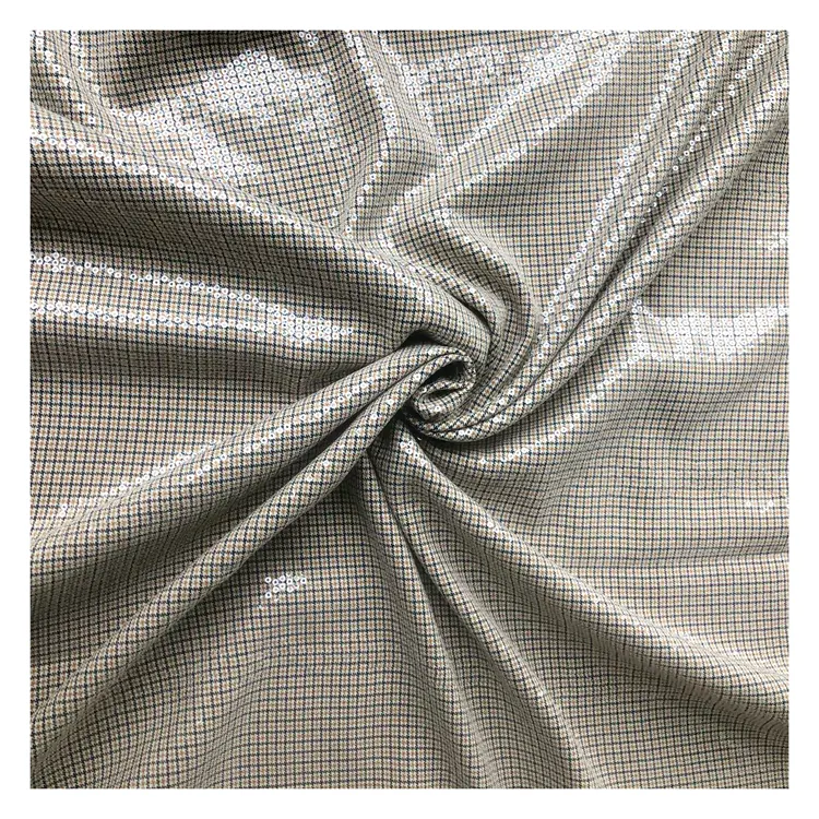 New Arrival Houndstooth 3MM Sequin Embroidery Fabric For Clothing