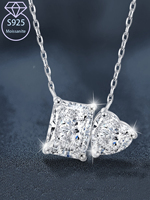 Amour-coeur forme bijoux D couleur 925 argent Sterling princesse coupe Moissanite pendentif collier pour femmes griffe réglage