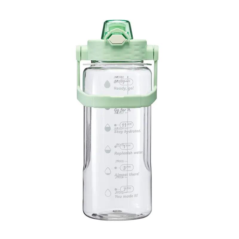 Sports kettle male high temperature resistant high value portable plastic bucket cup time scale drinking water transparent water