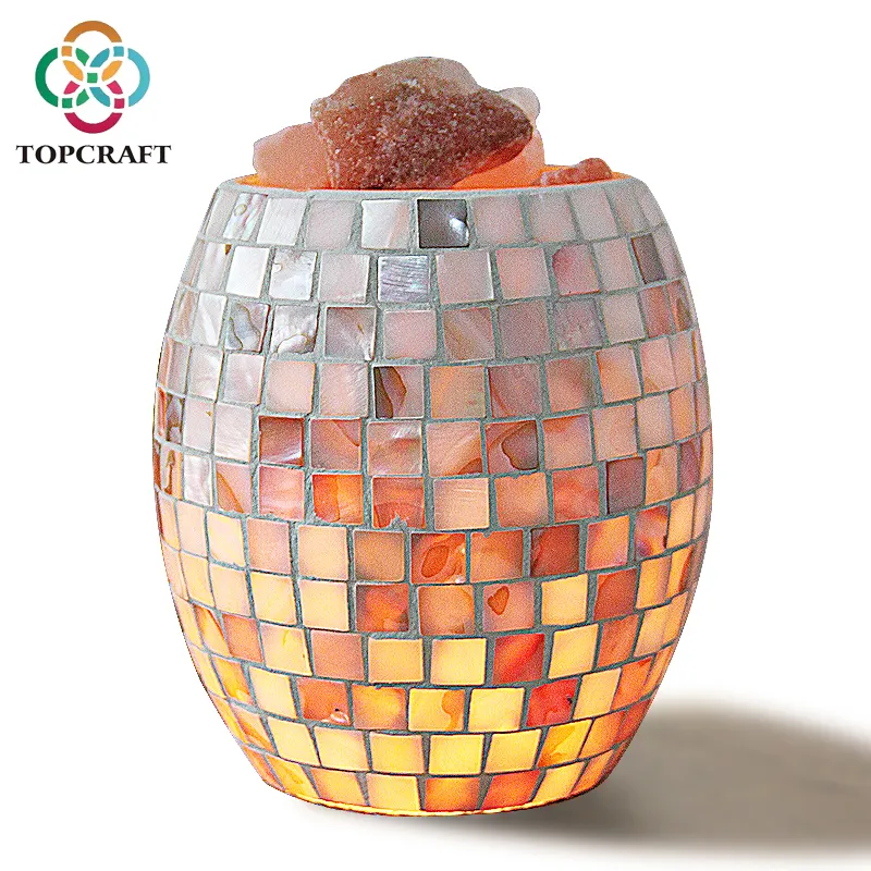 Großhandel Hot Selling Custom Size Eierformen Handgemachte Mosaik Glas Craft Himalaya Salz lampen