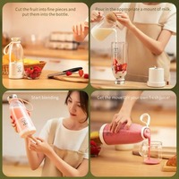 500Ml Draagbare Juicer Oplaadbare Draadloze Fruitmixer Blender Vers Sap Flessenblender 6 Messen Voedsel Milkshake Ice Crush Cup 2400Mah