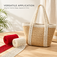 Bande élastique respirante ajourée en crochet, ruban extensible en maille tricotée pour la ceinture de vêtements et de robes