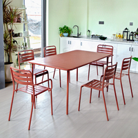 Ensemble de table et chaises de salle à manger d'extérieur en fer forgé, peinture antirouille, meubles de patio multicolores pour café, bistrot, restaurant