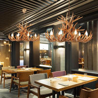Lustre suspendu rétro nordique américain en forme de bois de cerf, style nordique, luminaires suspendus pour bar, lampe LED en forme de corne de cerf pour chambre à coucher