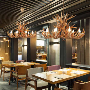 Lampu Gantung Chandelier Antler Retro Amerika Nordik Gaya Bar Lampu Gantung Tanduk Rusa Kamar Tidur Lampu LED - Product Image 2