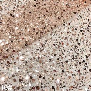 Kalın yoğunluklu boncuk kumaş gelin elbise dantel boncuklu kumaş taklidi kumaş için düğün elbisesi - Product Image 5