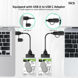 Cable Adaptador USB 3.0 Tipo A a Tipo C a SATA III de 6 Gbps y 3 A para Carga Rápida, para Disco Duro de <span class=keywords><strong>2</strong></span>,5'', SSD, Computadora e Impresora - Product Image 4