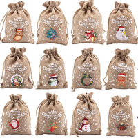 Sac de rangement en toile de jute réutilisable imprimé sur mesure pour Noël, sac de rangement pour pain en lin, sac de rangement en coton naturel et en lin