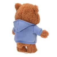 Ours en peluche brun bouclé avec veste à capuche et t-shirt imprimé, vêtements amovibles, logo personnalisé, poupée en peluche, cadeau pour enfants