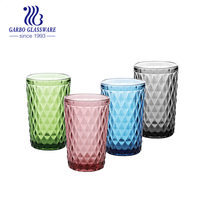 Gobelet en verre vintage de 10 oz, tasses à pied gaufrées de couleur unie pour vin, thé glacé, jus de soda, style rétro, gobelet à vin vintage