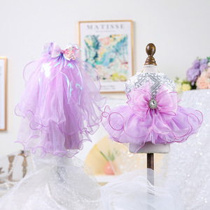 PETCIRCLE Vêtements pour animaux printemps/été, tenues pour chiens et chats, combinaison de robes de mariée féériques et de voiles - Product Image 5