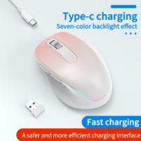 Ratón Inalámbrico RGB BT 2.4G de Modo Dual, Ratón Silencioso Recargable, Apto para Juegos, Oficina y Aprendizaje
