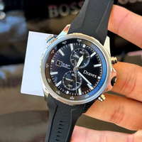 Jam Tangan Pria Mewah Bosst Karet Kronograf Quartz Kaca Mineral Jarum Bercahaya Tahan Air HB Sports Montres Homme