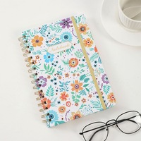 Carnet à spirale floral personnalisable - 60 feuilles, couverture en PP, spirale reliée, organisateur/planificateur ligné, cadeau pour l'école ou le bureau