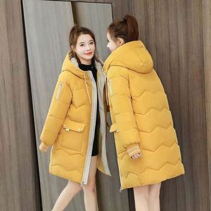 Veste d'hiver pour femmes, mi-longue, à capuche, en coton, épaisse, chaude et légère - Product Image 5