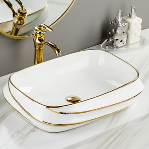 Lavabo de salle de bain de luxe, lavabo sur comptoir, lavabo à main, lavabo en or, lavabo artistique - Product Image 2