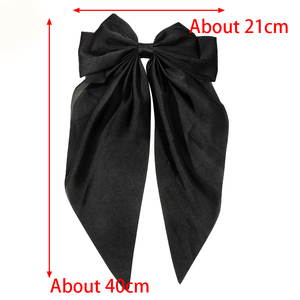 Jepit rambut pita anak perempuan warna polos kain jepit rambut besar pita aksesori rambut pita elegan sederhana modis - Product Image 6