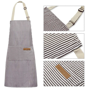 Bán Sỉ Tạp Dề Làm Việc Đầu Bếp Nấu Ăn Nhà Bếp Bằng Cotton Polyester Sọc Trắng Đen Chống Nước In Logo Tùy Chỉnh Chống Nước - Product Image 3