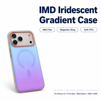 Étui de protection holographique dégradé IMD pour iPhone 15 Pro Max, compatible avec la charge sans fil, bicolore, translucide, coins renforcés, OEM ODM